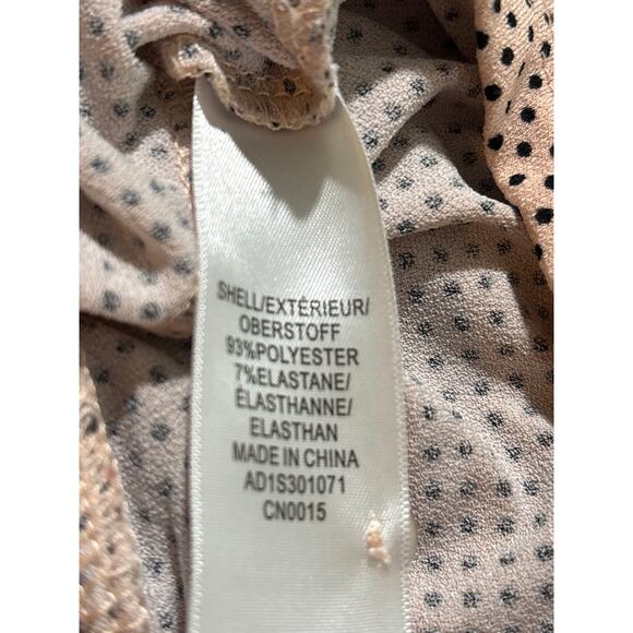 Adrianna Papell Women Large Pink Polka Dot Ruffle Hem Long Sleeve Top Blouse - Picture 4 of 11